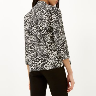 Black animal print bomber jacket